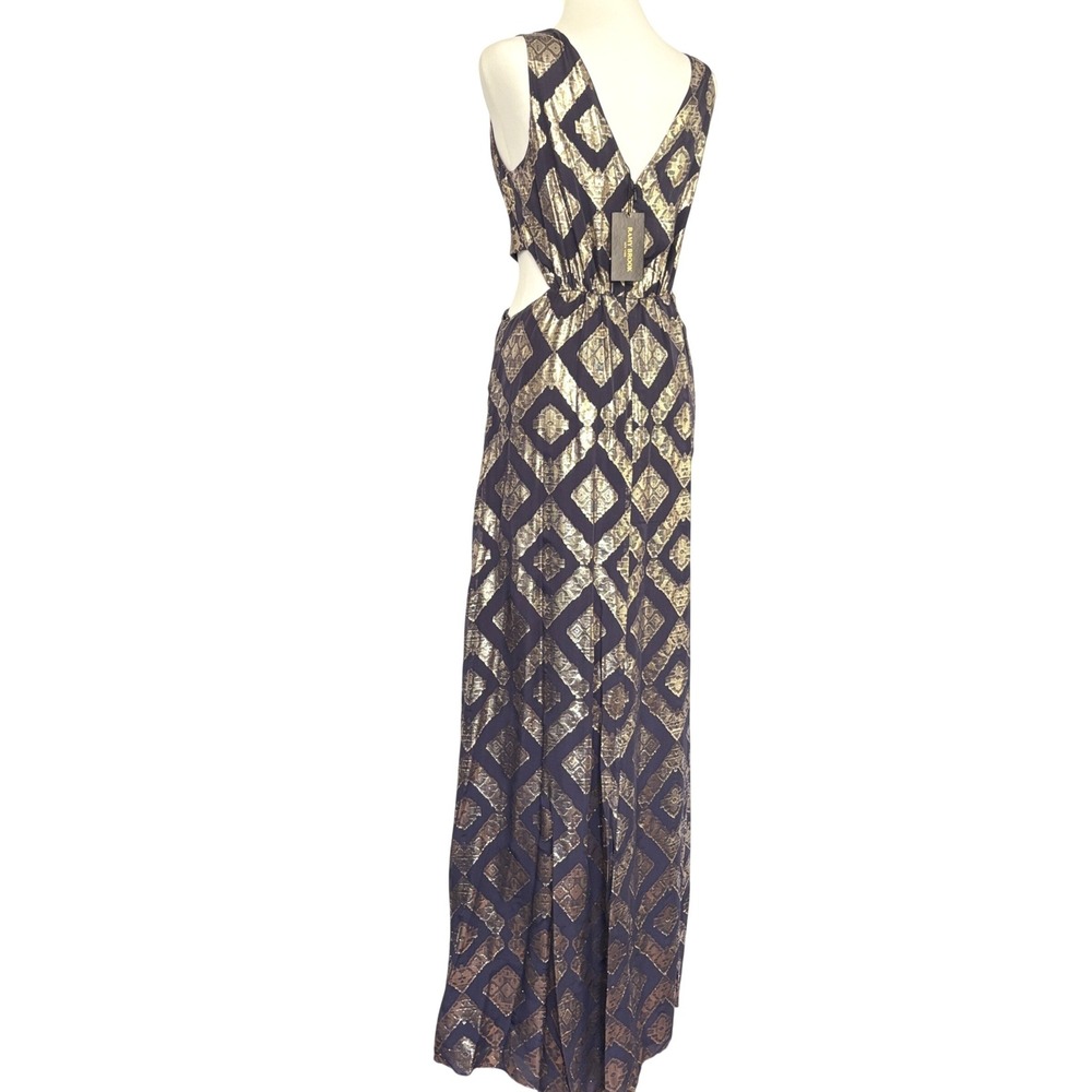 NWT Ramy Brook SILK Metallic‎ IRENE Gown Gold Cutout Sparkle Maxi NYE Dress Sz 2 - Picture 6 of 8